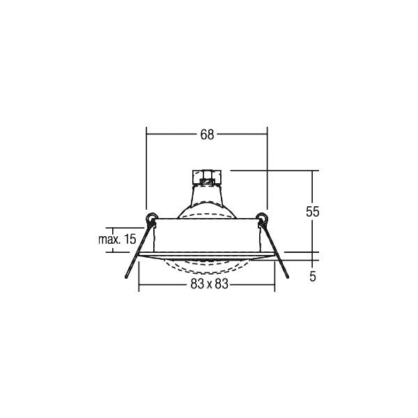 BRUMBERG Einbaustrahler GX5,3 / max. 50 W, quadratisch, schwenkbar, chrom matt, Fassung BRUMBERG Einbaustrahler GX5,3 / max. 50 W, quadratisch, schwenkbar, chrom matt, Fassung